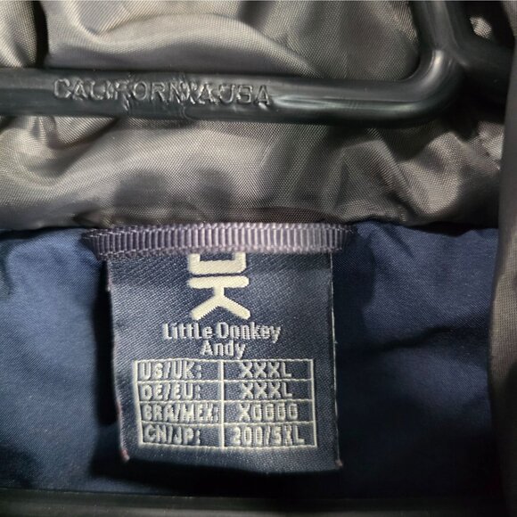 Mens Little Donkey Andy Navy Hooded Puffer Jacket Full Zip Polyester Blend XXXL - Picture 2 of 7